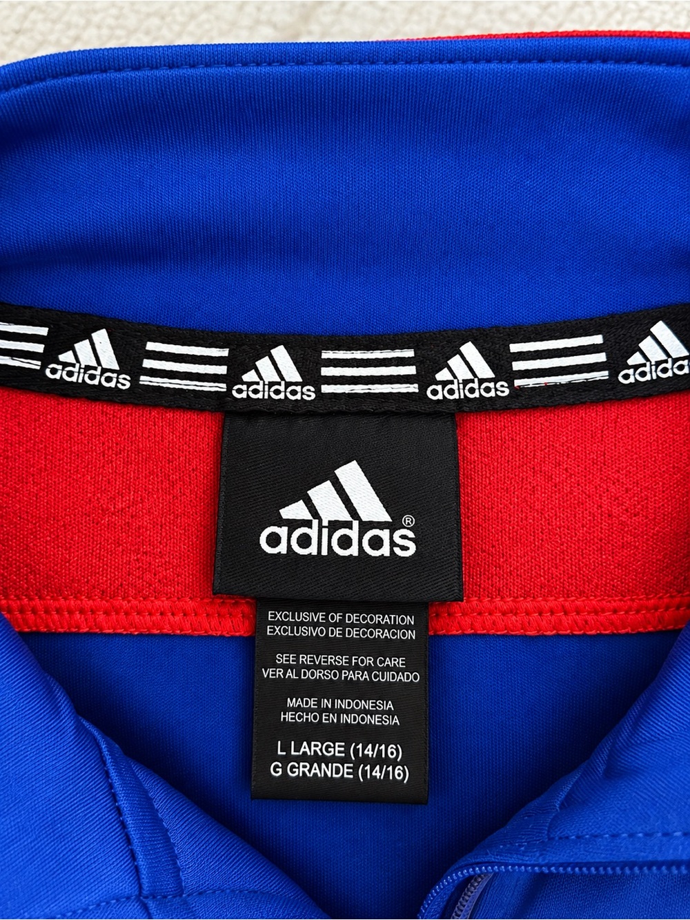 adidas Women's Royal Blue and Red Kansas 1/4 Zip Pullover - Picture 4 of 4